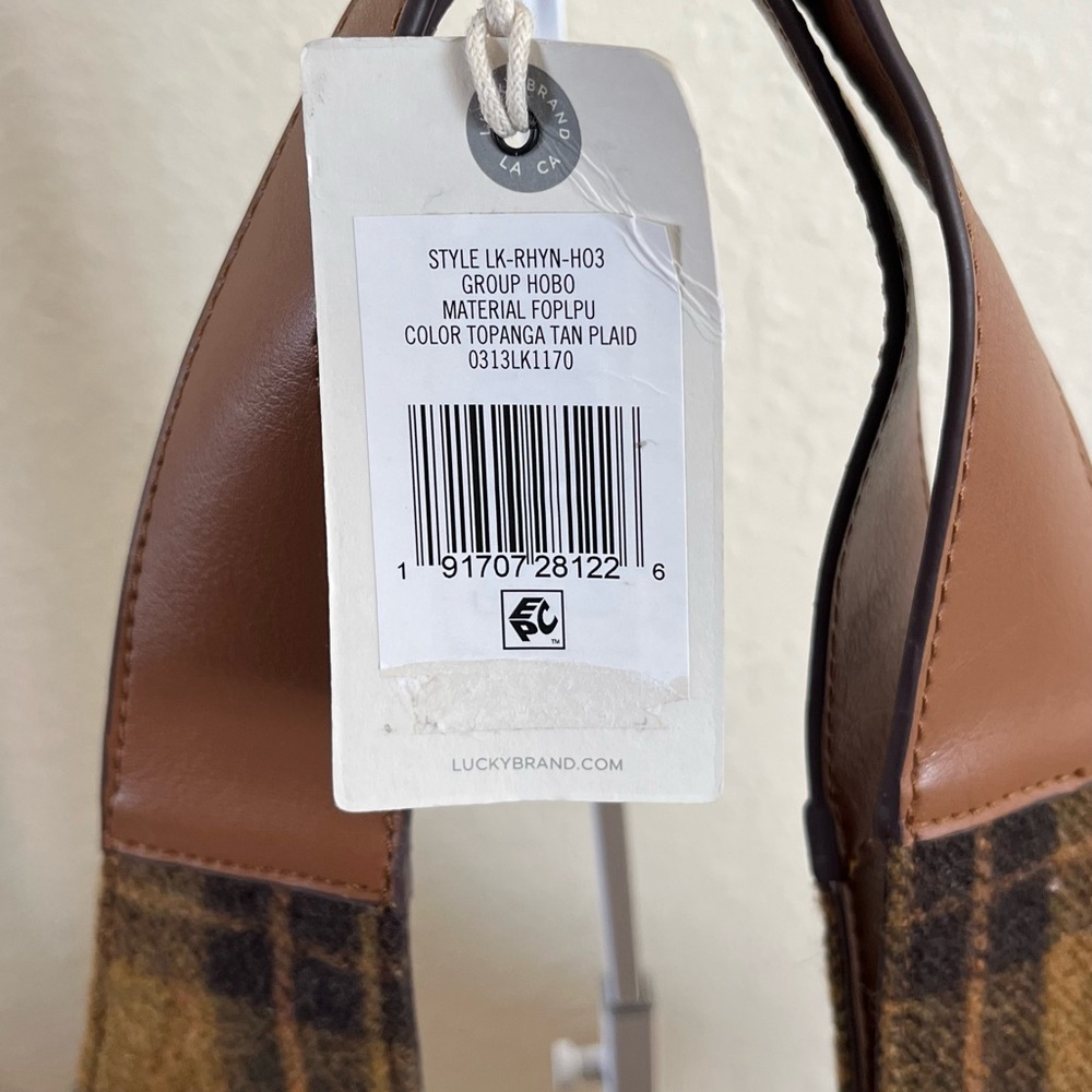 Lucky Brand Group Rhyn Hobo Topanga Tan Plaid Shoulder Bag - Picture 5 of 8